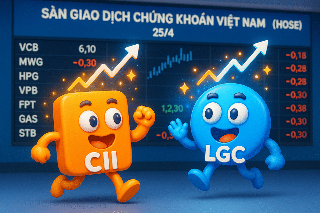 Chứng khoán phiên sáng 25/4: Bộ đôi CII và LGC thu hút dòng tiền