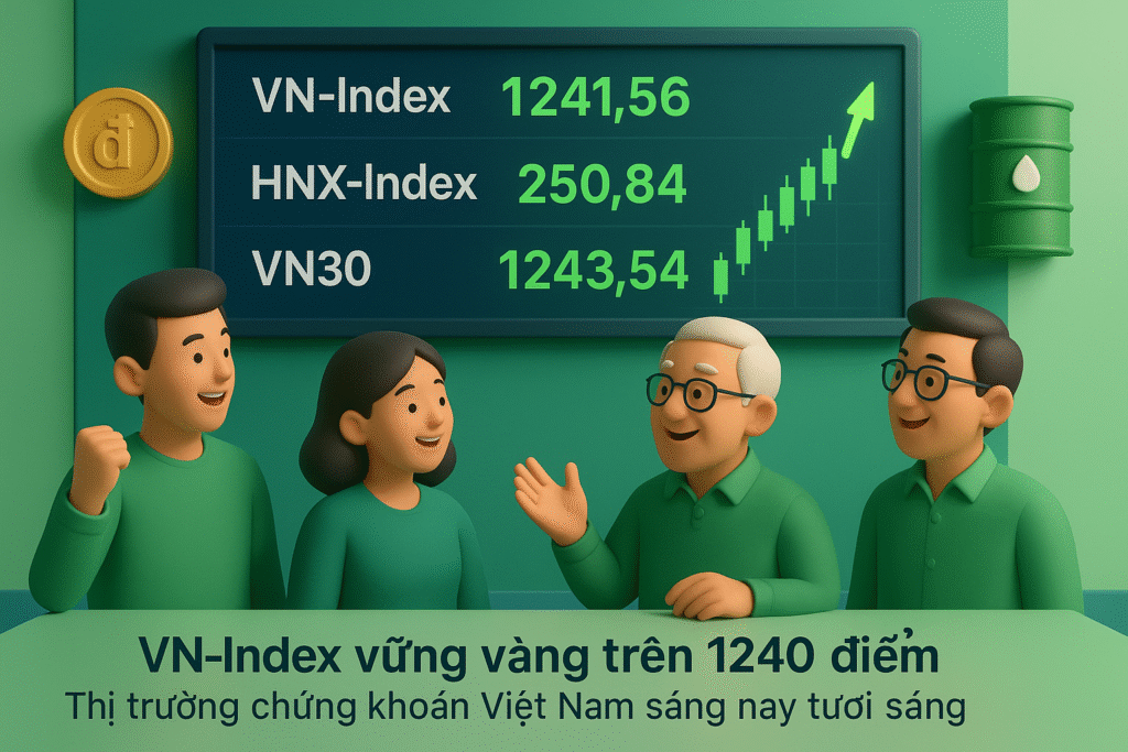 Cổ Phiếu Đầu Phiên Tăng Nhẹ, VN-Index Vững Vàng Trên Mốc 1240